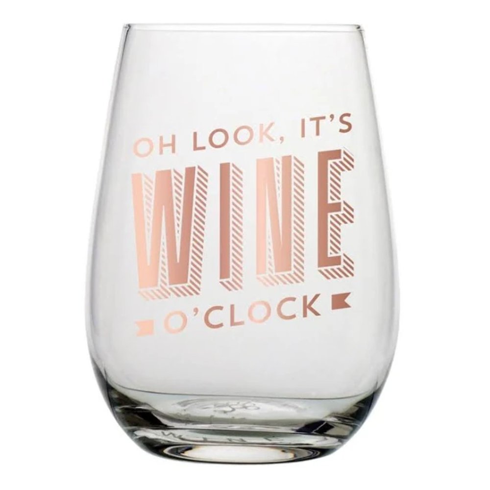 Stemless Wine Glass - Oh Look It's Wine O'Clock - NEW IN BOX!